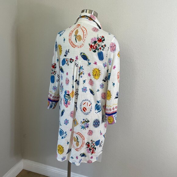 Label Of Love Womens Medium Button Up Floral Shirt Dress Linen Blend - Picture 4 of 13